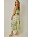 Tropical Asymmetrical Shoulder Dress Green Mix