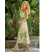 Tropical Asymmetrical Shoulder Dress Green Mix