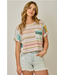 French Terry Mixed Stripe Knit Top