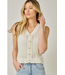 Pointelle Knitted Button Up Vest Cream