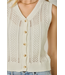 Pointelle Knitted Button Up Vest Cream