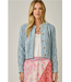 Multicolor Cable Knit Cardigan Blue