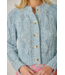 Multicolor Cable Knit Cardigan Blue