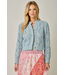 Multicolor Cable Knit Cardigan Blue