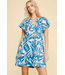 Botanical Print Tunic Mini Dress Blue