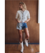 Faux Stitch Short Sleeve Cardigan Blue