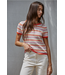 Knit Sweater Multi Color Striped Short Sleeve Ivory