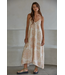 Woven Rayon Nylon Mandala Floral Print Midi Dress