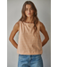 Knit Cotton Striped Round Neck Sleeveless Top Coral
