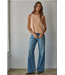 Knit Cotton Striped Round Neck Sleeveless Top Coral
