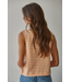 Knit Cotton Striped Round Neck Sleeveless Top Coral