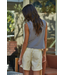Knit Cotton Striped Round Neck Sleeveless Top Navy