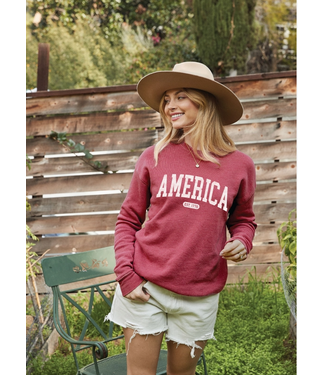America Est 1776 Sweatshirt Vintage Cranberry