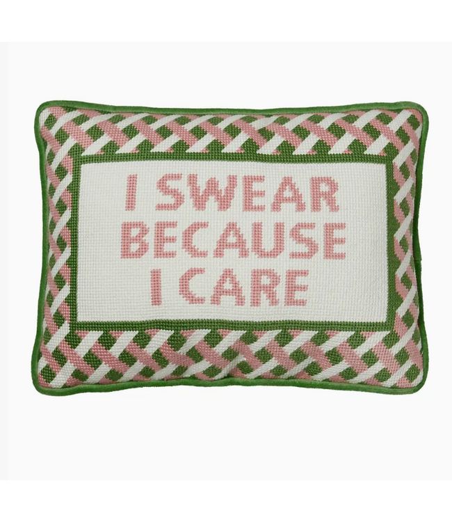 I Swear Because I Care Embroidered Pillow