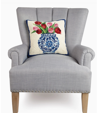 Chinoiserie Vase Tulips Hook Pillow