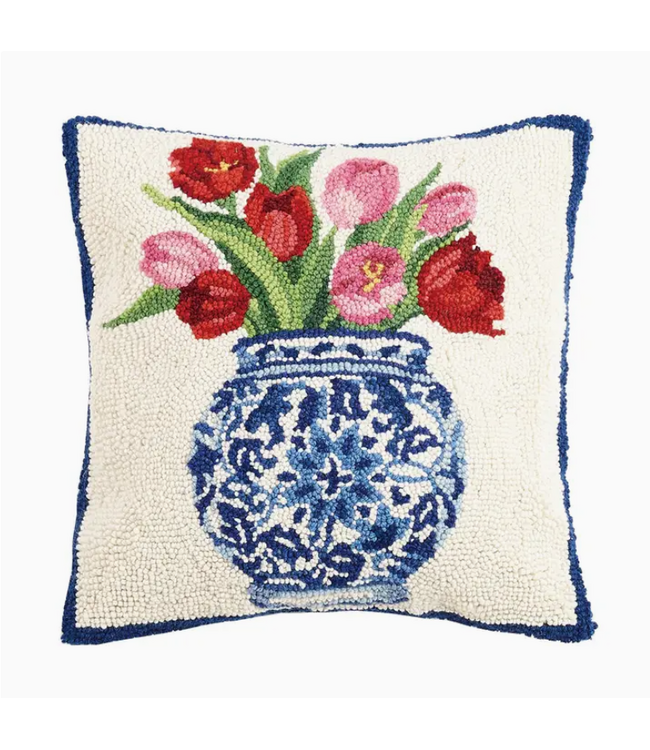 Chinoiserie Vase Tulips Hook Pillow