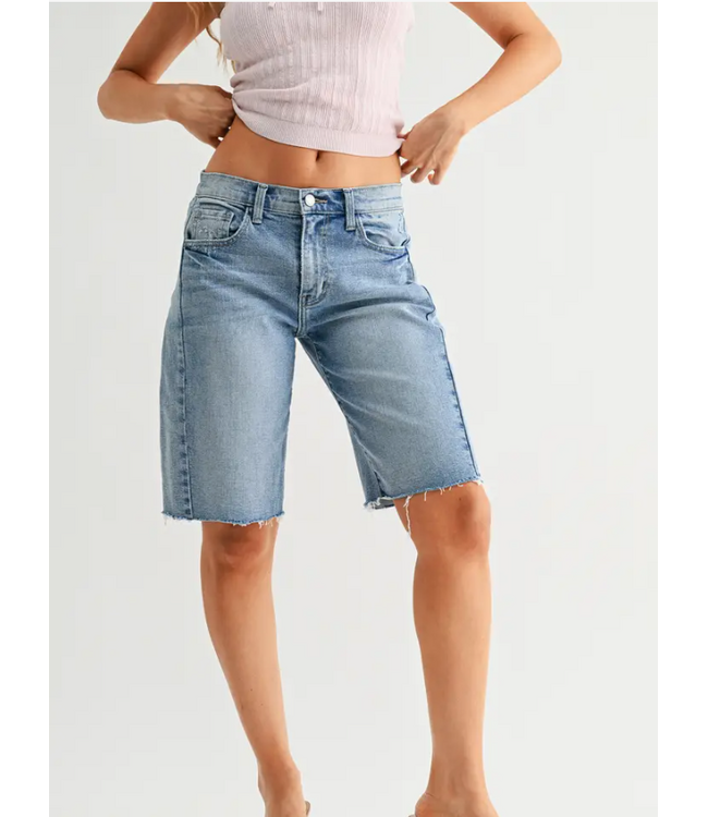 Just Black Denim Just Black Seamed Longer Short Denim
