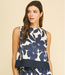 Floral Sleeveless Crop Top Navy