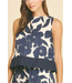 Floral Sleeveless Crop Top Navy