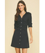 Ruched Front Button Down Mini Dress Navy