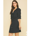 Ruched Front Button Down Mini Dress Navy