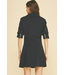 Ruched Front Button Down Mini Dress Navy