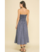 Striped Smocked Tube Midi Dress Navy
