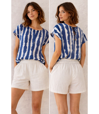 Back Keyhole Detail Relaxed Blouse Blue