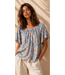 Printed Relaxed Blouse Blue