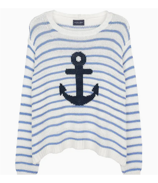 Anchor Striped Crew Cotton White/Navy