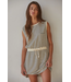 Knit Polyester Cotton Striped Sleeveless Mini Dress