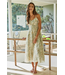 Woven Tencel Nylon Floral Print Midi Dress