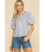 Checker with Cherry Print Blouse Top