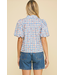 Checker with Cherry Print Blouse Top