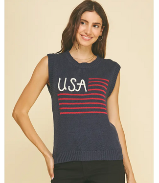 American Flag Sweater Top Navy