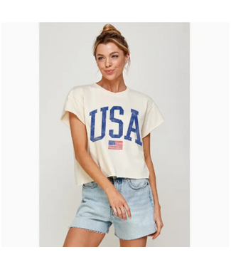 USA Vintage Vintage Graphic Crop Top White