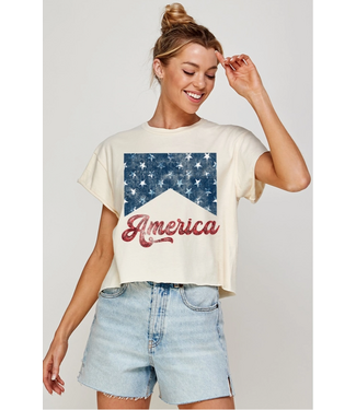 America Vintage Graphic Crop Top Ivory