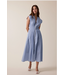 Striped Front Zip Midi Dress Blue