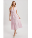 Striped Front Zip Midi Dress Pink