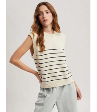 Striped Muscle Tank Sweater Black