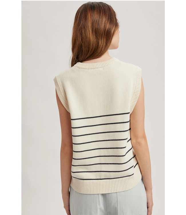 Striped Muscle Tank Sweater Black