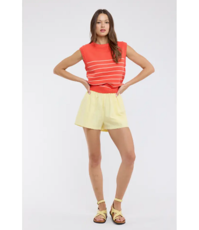 Striped Muscle Tank Sweater Papaya