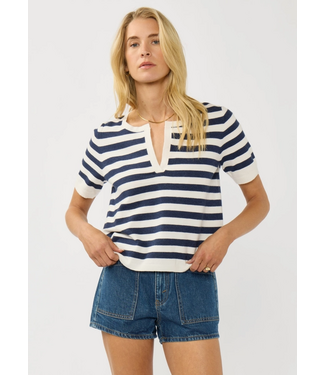 Stripe Polo Top Navy