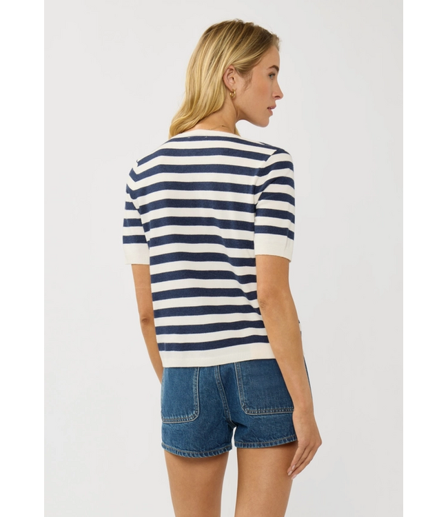 Stripe Polo Top Navy