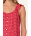 Eyelet Ruffle Strap Scoop Neck Tank Top Fuschia