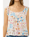 Flutter Sleeve Smocked Square Neck Top Orange