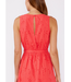 V-Neck Eyelet Midi Dress with Waist Belt Coral