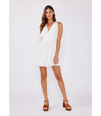 Embroidered Floral Eyelet Sleeveless Mini Dress White