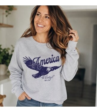 America the Beautiful Graphic Sweatshirt Heather Grey