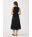 V-Split Neck Tiered Midi Dress with Pockets Black
